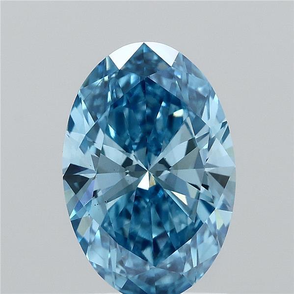1.50 Carat Oval Lab Grown Diamond, Fancy Vivid Blue Color, VS1 Clarity