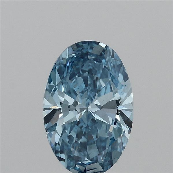 1.50 Carat Oval Lab Grown Diamond, Fancy Vivid Blue Color, VS1 Clarity