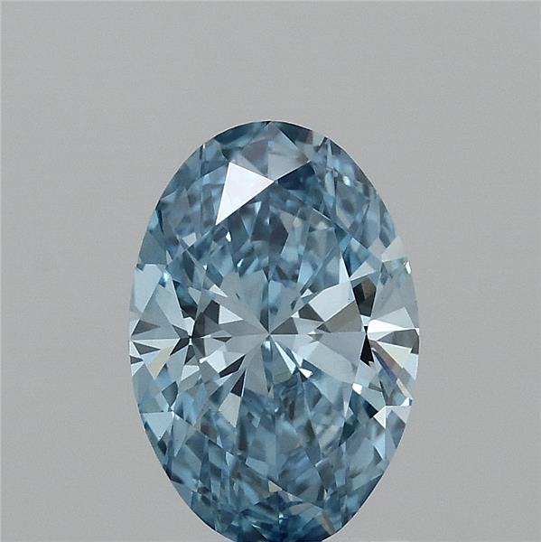 1.44 Carat Oval Lab Grown Diamond, Fancy Vivid Blue Color, VS1 Clarity