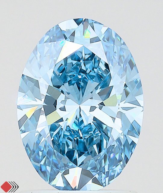 1.65 Carat Oval Lab Grown Diamond, Fancy Vivid Blue Color, VVS2 Clarity