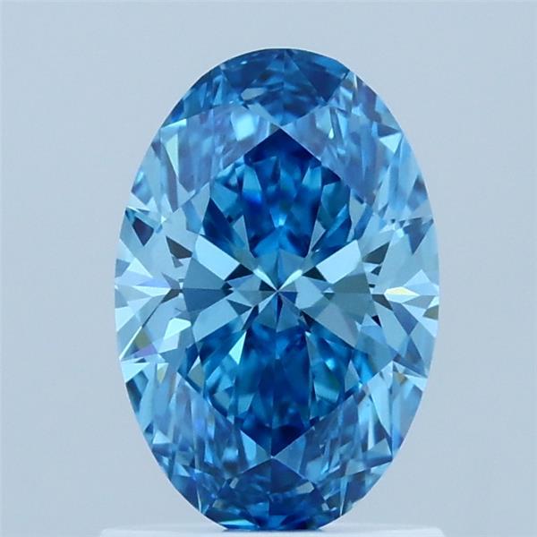 1.05 Carat Oval Lab Grown Diamond, Fancy Vivid Blue Color, VVS2 Clarity