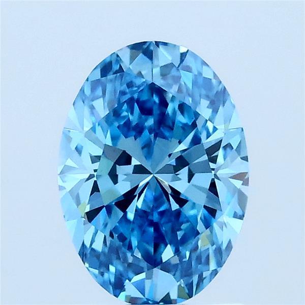 1.08 Carat Oval Lab Grown Diamond, Fancy Vivid Blue Color, VS1 Clarity