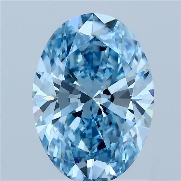1.38 Carat Oval Lab Grown Diamond, Fancy Vivid Blue Color, VS1 Clarity