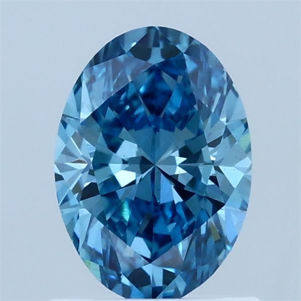 1.00 Carat Oval Lab Grown Diamond, Fancy Vivid Blue Color, VS2 Clarity