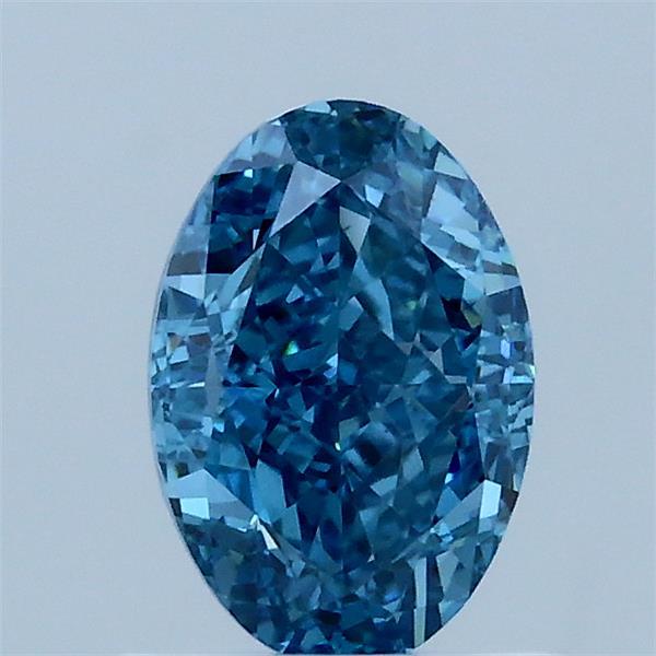1.07 Carat Oval Lab Grown Diamond, Fancy Vivid Blue Color, VS2 Clarity