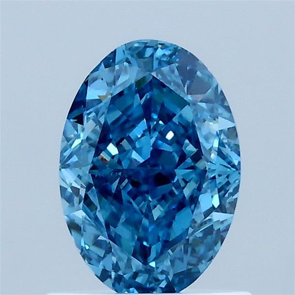 1.06 Carat Oval Lab Grown Diamond, Fancy Vivid Blue Color, VS1 Clarity