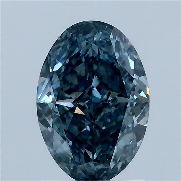 2.03 Carat Oval Lab Grown Diamond, Fancy Vivid Blue Color, VS2 Clarity