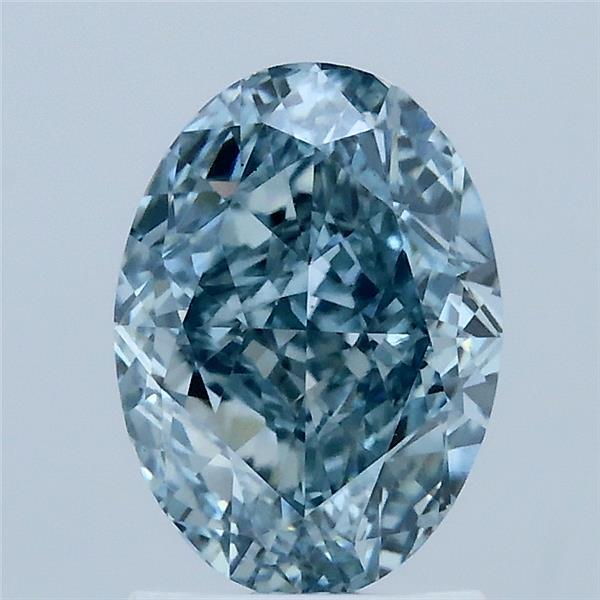 2.07 Carat Oval Lab Grown Diamond, Fancy Vivid Blue Color, VS1 Clarity