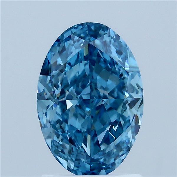 2.03 Carat Oval Lab Grown Diamond, Fancy Vivid Blue Color, VS1 Clarity