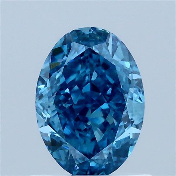 1.09 Carat Oval Lab Grown Diamond, Fancy Vivid Blue Color, VVS2 Clarity