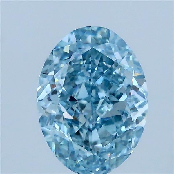 1.54 Carat Oval Lab Grown Diamond, Fancy Vivid Blue Color, VS1 Clarity