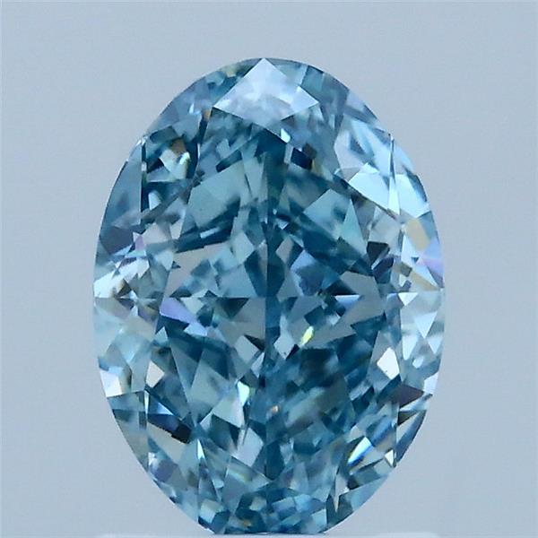 1.61 Carat Oval Lab Grown Diamond, Fancy Vivid Blue Color, VS1 Clarity