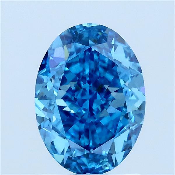 1.58 Carat Oval Lab Grown Diamond, Fancy Vivid Blue Color, VS1 Clarity