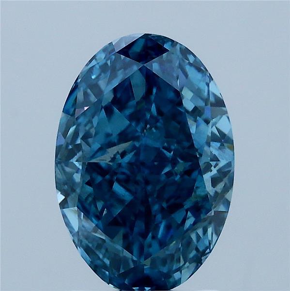 2.62 Carat Oval Lab Grown Diamond, Fancy Vivid Blue Color, VS2 Clarity