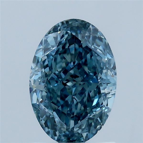 1.59 Carat Oval Lab Grown Diamond, Fancy Vivid Blue Color, VS1 Clarity