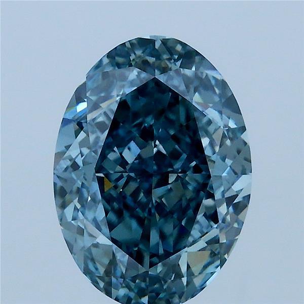 3.03 Carat Oval Lab Grown Diamond, Fancy Intense Greenish Blue Color, VVS2 Clarity