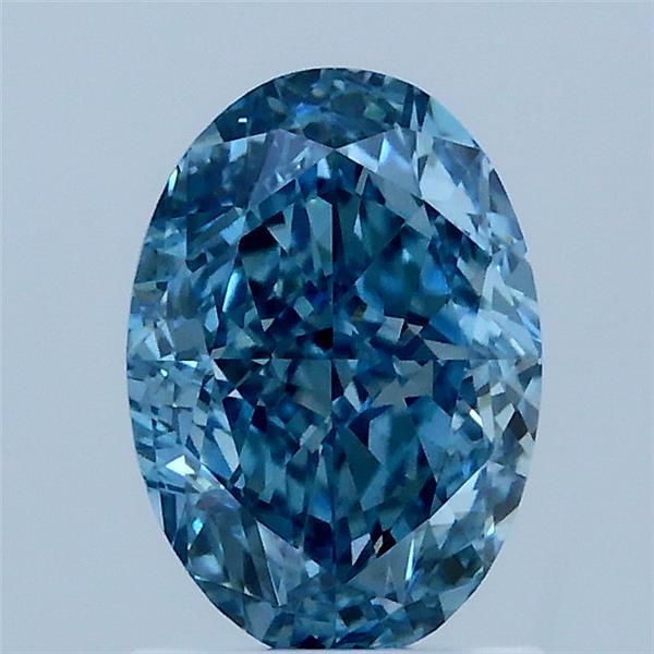 1.62 Carat Oval Lab Grown Diamond, Fancy Vivid Blue Color, VS1 Clarity