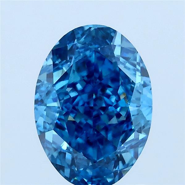 2.07 Carat Oval Lab Grown Diamond, Fancy Vivid Blue Color, VS1 Clarity