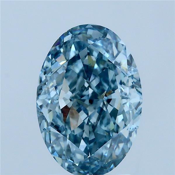 3.20 Carat Oval Lab Grown Diamond, Fancy Vivid Blue Color, VS2 Clarity