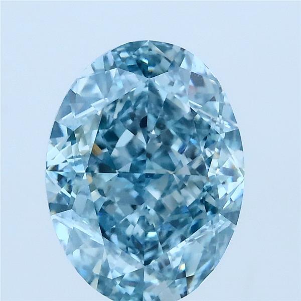 3.01 Carat Oval Lab Grown Diamond, Fancy Vivid Greenish Blue Color, VS1 Clarity