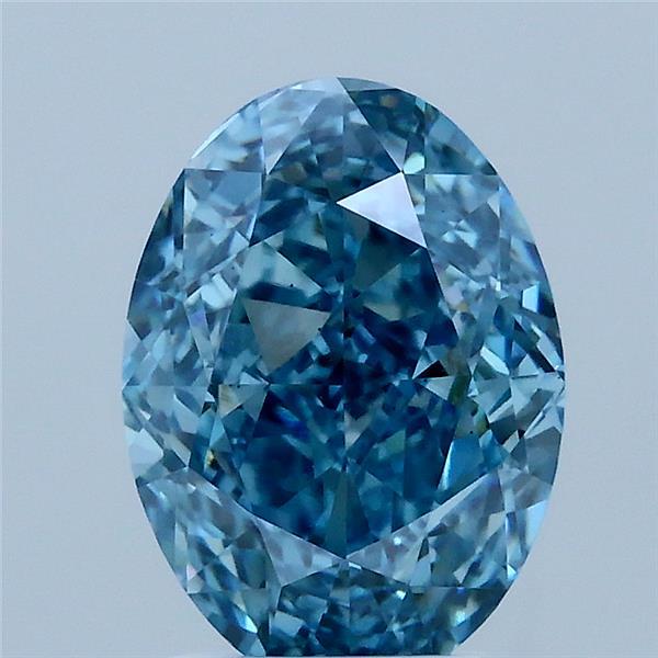 2.60 Carat Oval Lab Grown Diamond, Fancy Vivid Blue Color, VS2 Clarity