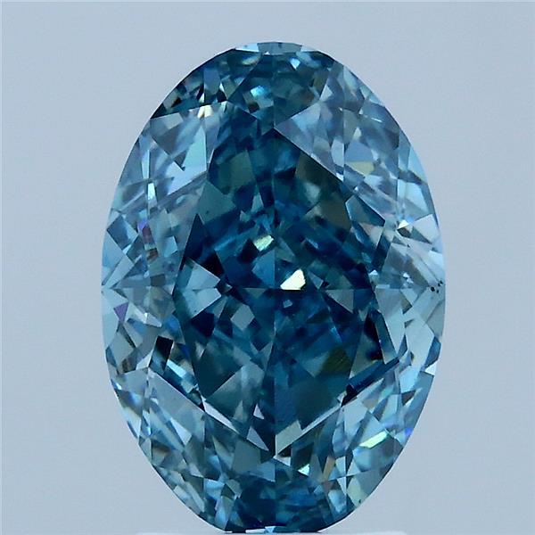 3.17 Carat Oval Lab Grown Diamond, Fancy Vivid Blue Color, VS2 Clarity