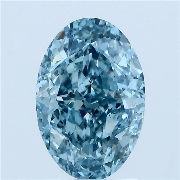 2.01 Carat Oval Lab Grown Diamond, Fancy Vivid Blue Color, VS2 Clarity