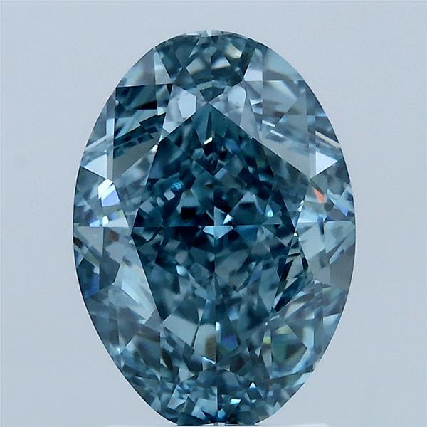 3.06 Carat Oval Lab Grown Diamond, Fancy Vivid Blue Color, VS1 Clarity