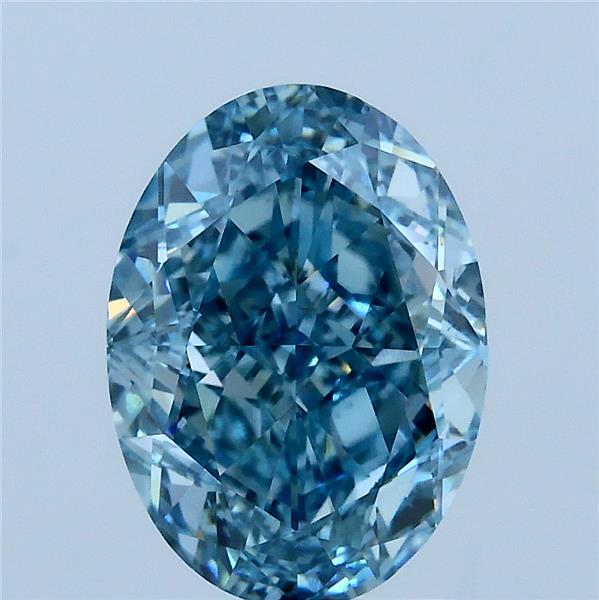 3.10 Carat Oval Lab Grown Diamond, Fancy Vivid Greenish Blue Color, VS1 Clarity