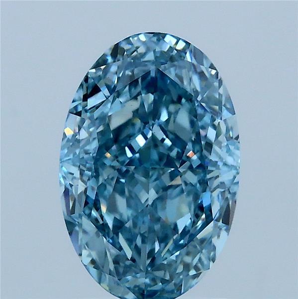 2.33 Carat Oval Lab Grown Diamond, Fancy Vivid Blue Color, VVS2 Clarity