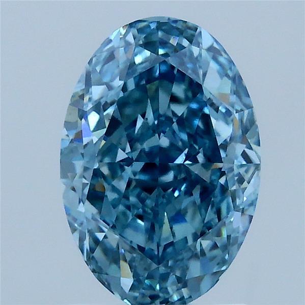 2.18 Carat Oval Lab Grown Diamond, Fancy Vivid Blue Color, VS2 Clarity