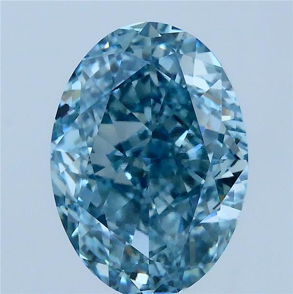 4.00 Carat Oval Lab Grown Diamond, Fancy Vivid Blue Color, VVS2 Clarity