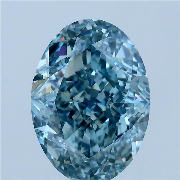 4.01 Carat Oval Lab Grown Diamond, Fancy Vivid Blue Color, VS1 Clarity