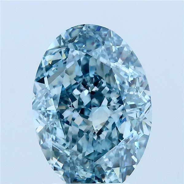 3.50 Carat Oval Lab Grown Diamond, Fancy Vivid Blue Color, VS1 Clarity