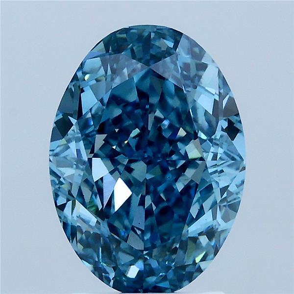 3.05 Carat Oval Lab Grown Diamond, Fancy Vivid Blue Color, VS2 Clarity