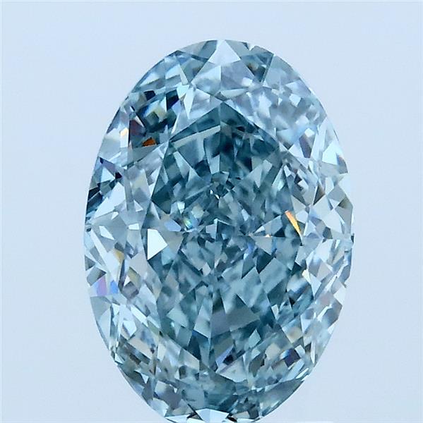 2.02 Carat Oval Lab Grown Diamond, Fancy Vivid Greenish Blue Color, VS2 Clarity