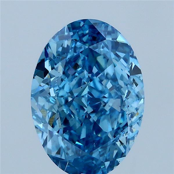 3.51 Carat Oval Lab Grown Diamond, Fancy Vivid Blue Color, VS2 Clarity