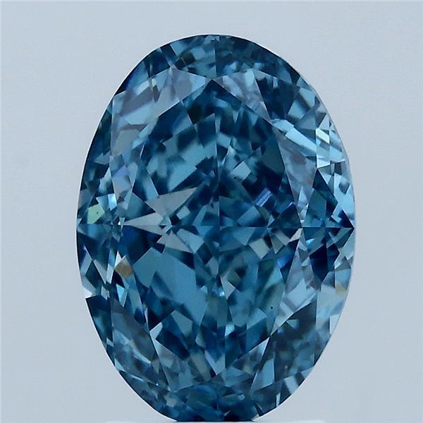 3.04 Carat Oval Lab Grown Diamond, Fancy Vivid Blue Color, VS1 Clarity