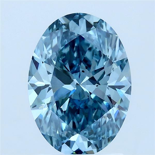 1.99 Carat Oval Lab Grown Diamond, Fancy Vivid Blue Color, SI1 Clarity