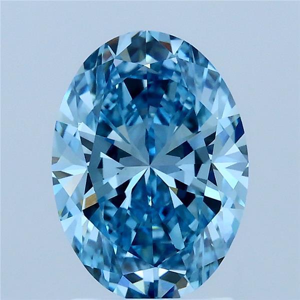 2.01 Carat Oval Lab Grown Diamond, Fancy Vivid Blue Color, VVS2 Clarity