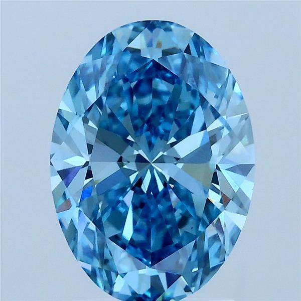 2.03 Carat Oval Lab Grown Diamond, Fancy Vivid Blue Color, VVS2 Clarity
