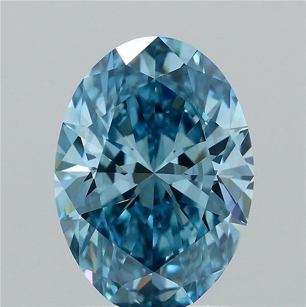 1.90 Carat Oval Lab Grown Diamond, Fancy Vivid Blue Color, VS2 Clarity