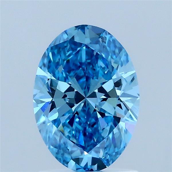 1.00 Carat Oval Lab Grown Diamond, Fancy Vivid Blue Color, VVS2 Clarity