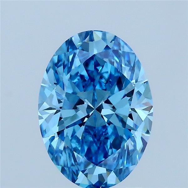 1.50 Carat Oval Lab Grown Diamond, Fancy Vivid Blue Color, VVS2 Clarity