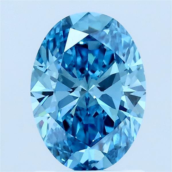 1.01 Carat Oval Lab Grown Diamond, Fancy Vivid Blue Color, VVS2 Clarity