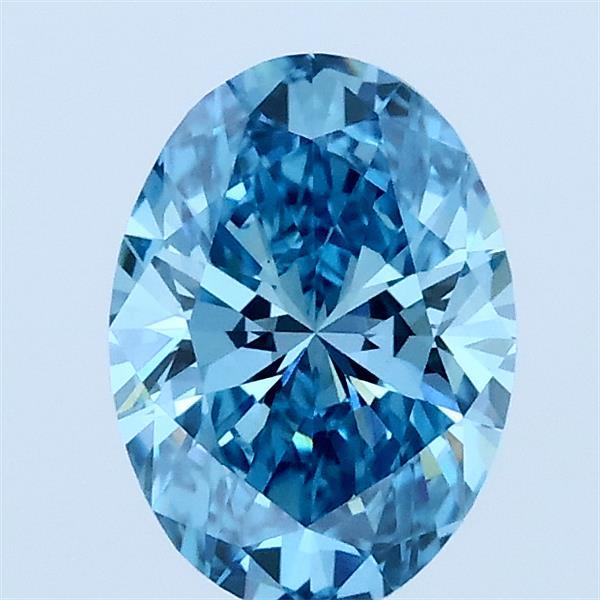 1.04 Carat Oval Lab Grown Diamond, Fancy Vivid Blue Color, VS1 Clarity