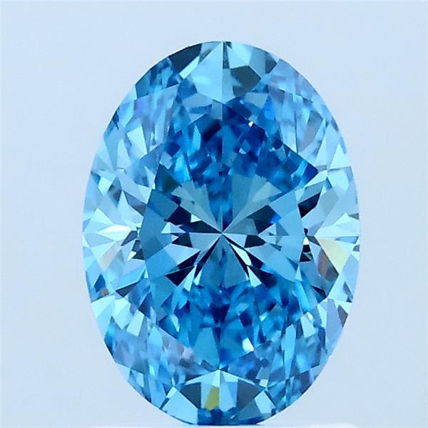 1.06 Carat Oval Lab Grown Diamond, Fancy Vivid Blue Color, VVS2 Clarity
