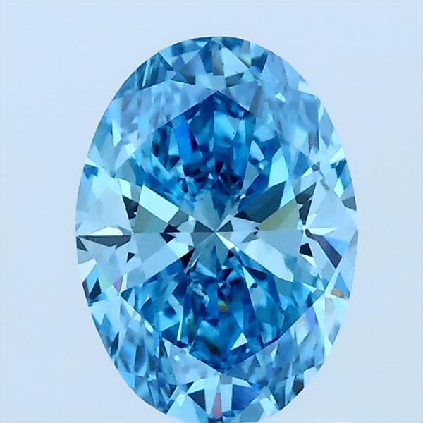 1.01 Carat Oval Lab Grown Diamond, Fancy Vivid Blue Color, VS1 Clarity