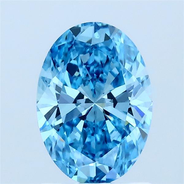 1.02 Carat Oval Lab Grown Diamond, Fancy Vivid Blue Color, VS1 Clarity