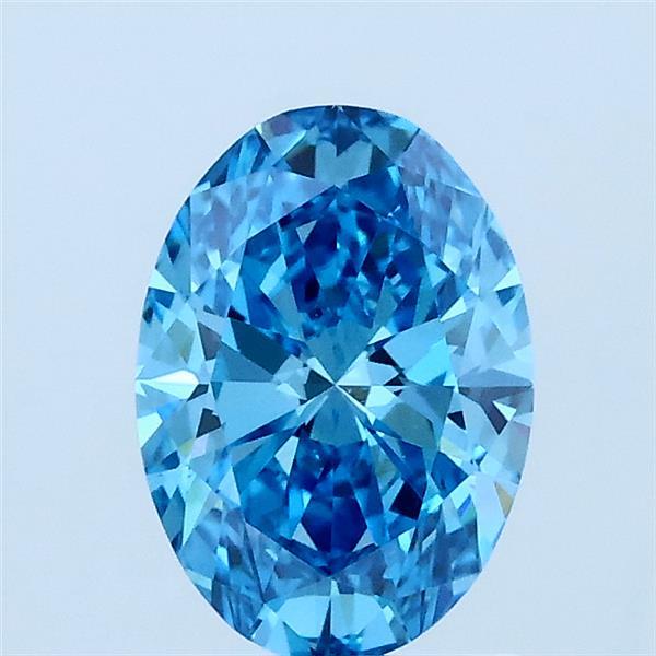 1.01 Carat Oval Lab Grown Diamond, Fancy Vivid Blue Color, VVS2 Clarity